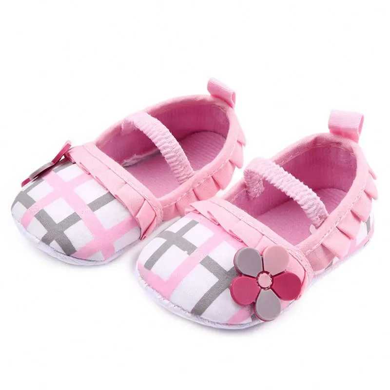 

Factory Wholesale shock absorption new grid floral lace princess fashion autumn baby girls shoes, Rose red/pink