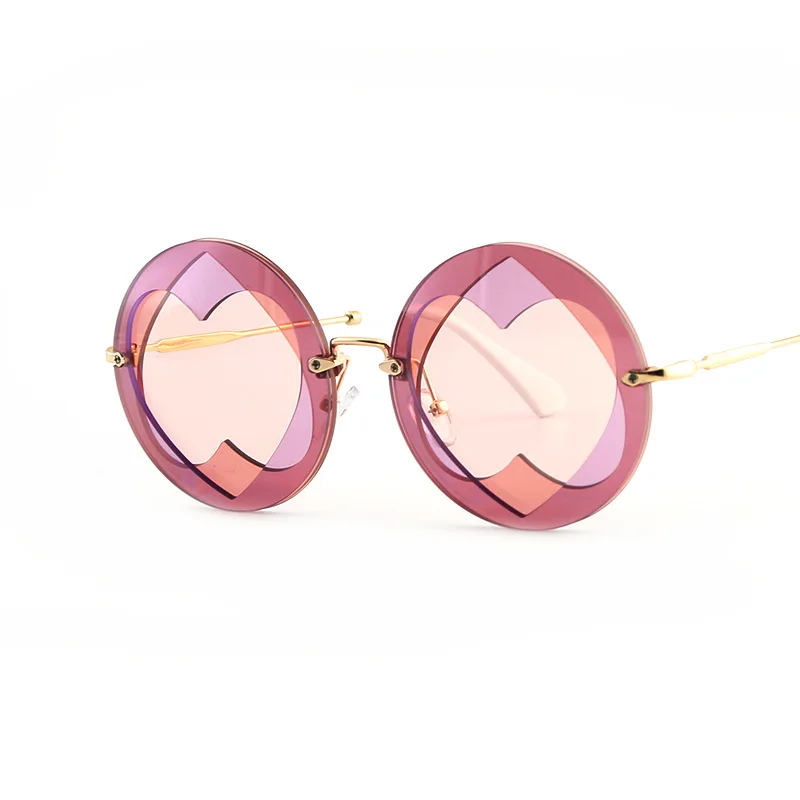 

Summer Round Sunglasses Women Popular Brand Loving Heart Style Sun Glasses Lady Shades Fashion Female Vintage Glasses
