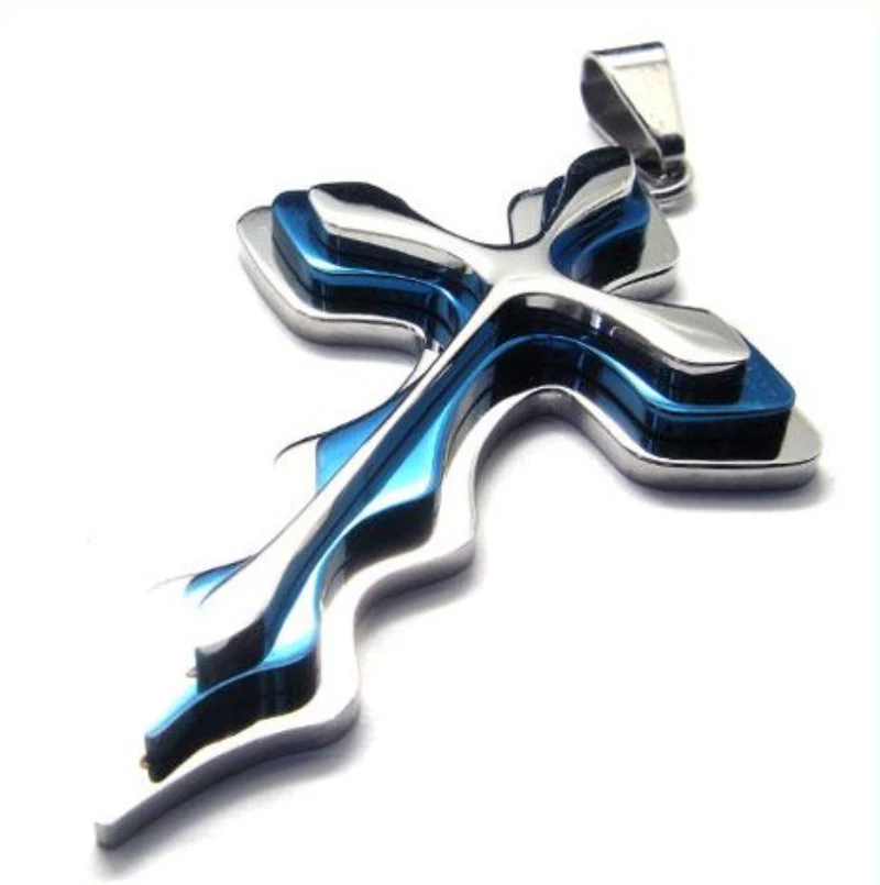 

European and American style men's multi-layer cross pendant necklace jewelry bead chain cheap wholesale