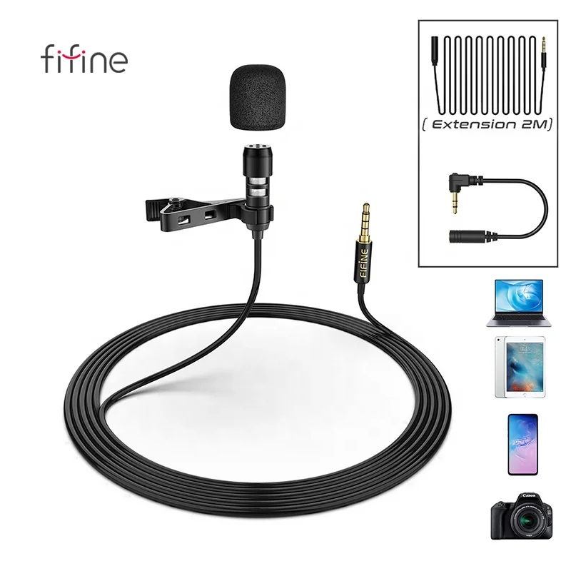 

Fifine Lapel Omnidirectional Phone Microphone Clip on Lapel Microphone Light-weight,condenser Microphone Condenser Wired CN;GUA, Black