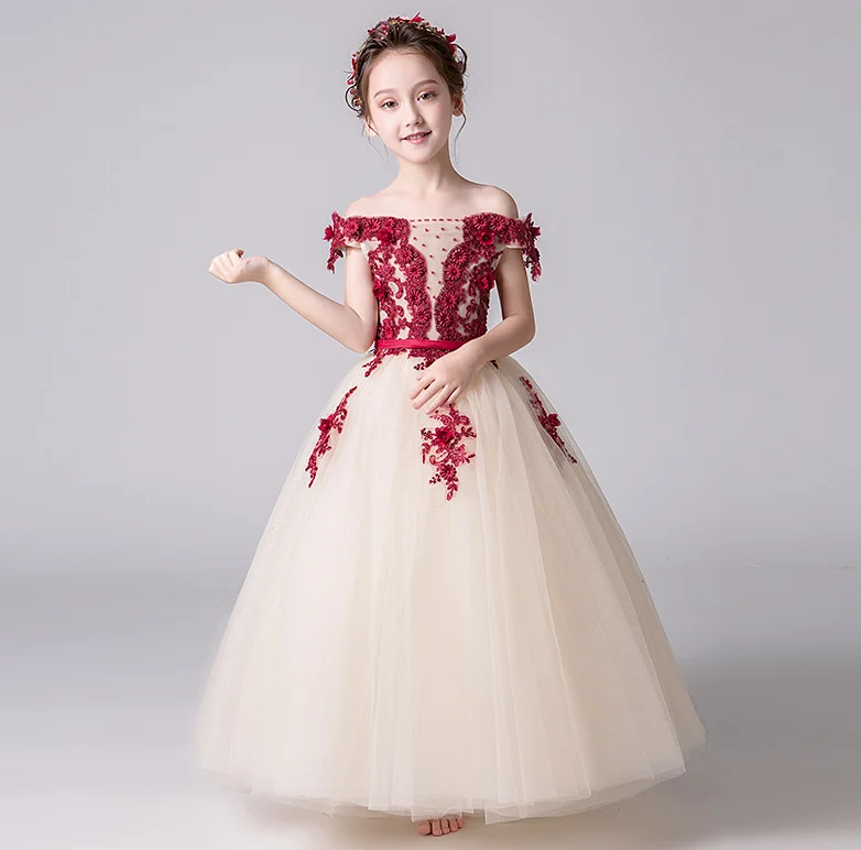 

Boat neck off shoulders rose red girls sexy night dress party dresses RL190326