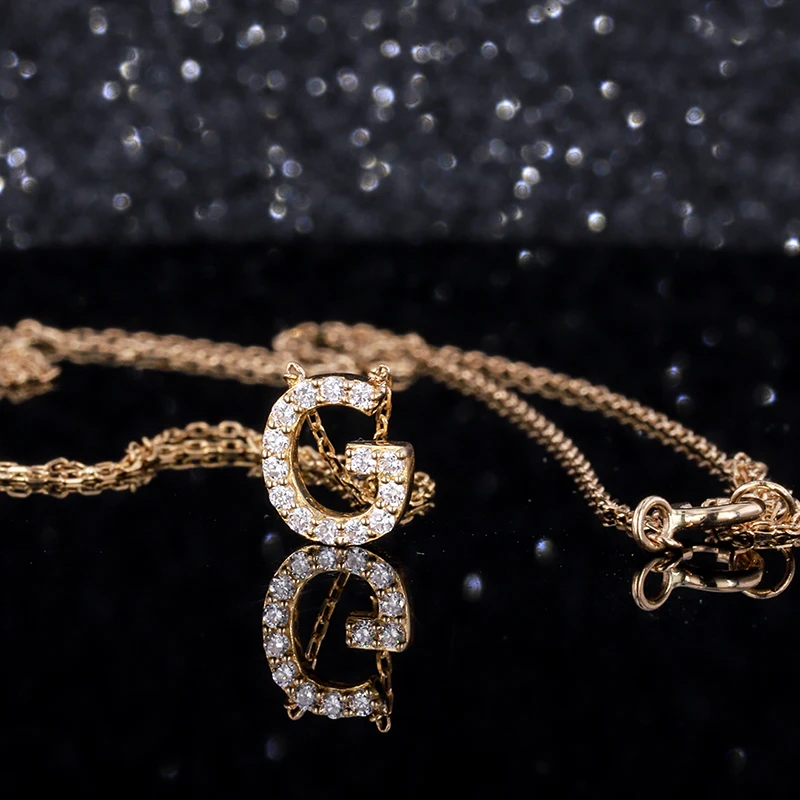 

Fashion Initial Lab Grown Diamond Alphabet M Pendant Jewelry Woman 26 Letter Necklace