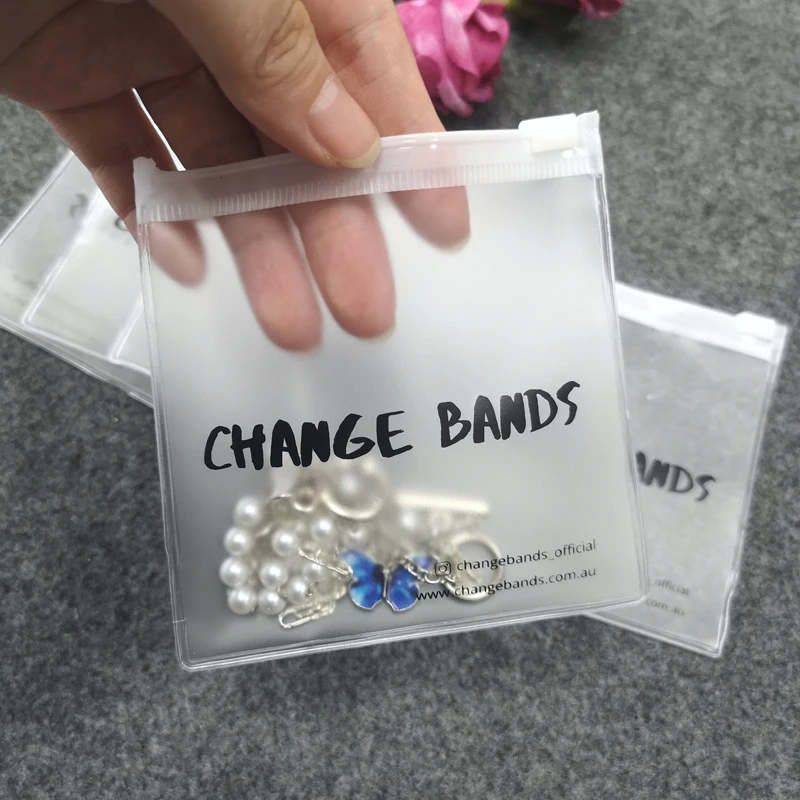 

Custom Own Design Mini Zip Lock Bag Jewelry Ziplock Bag Plastic Frosted Earrings Necklace Bags With Logo Plastic