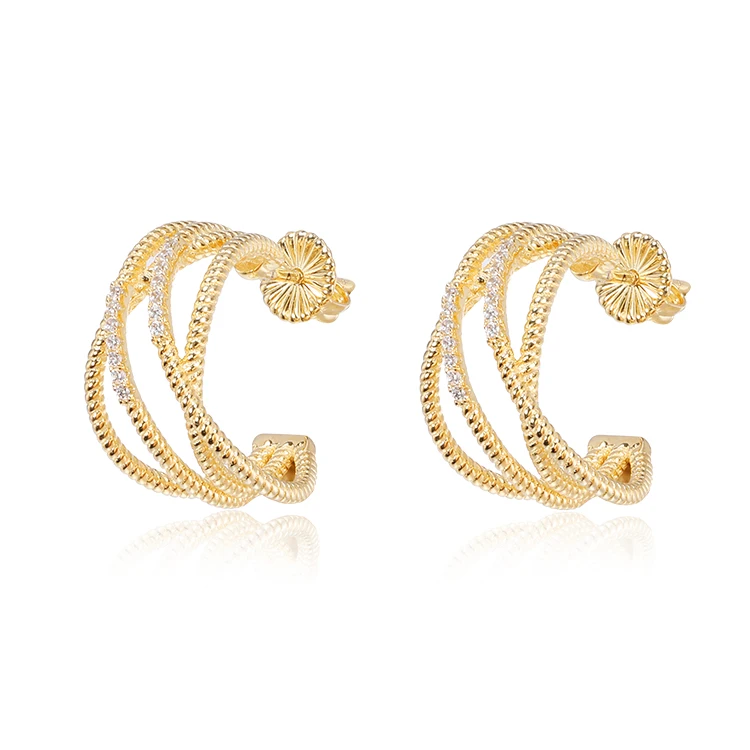 

Wholesale designer earrings popular brands gold plated silver jewelry womens inlaid zircon anti allergy stud earrings