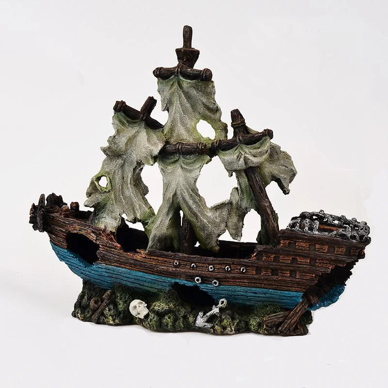 Resin Mini Bubble Sunken Plane Submarine Fish Tank Aquarium Ornament