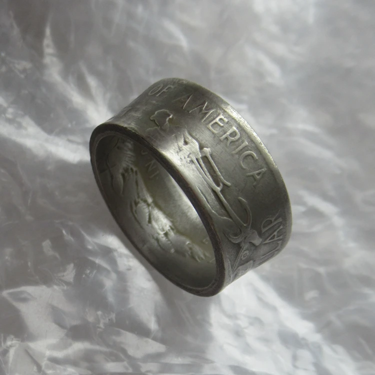 

Handmade from Maine Half Dollar 1920 "Date" Inside of the Ring Vintage Silver Plated Handmade US Size 7-12# Coin Rings
