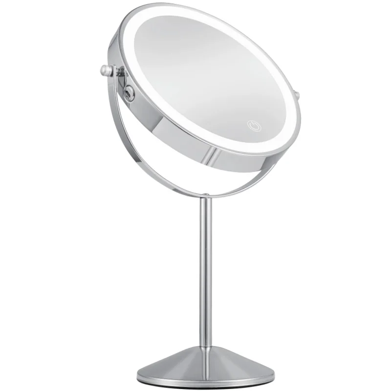 

Table Top Free Standing 8 Inch Double Sided Battery Powered Vanity Makeup Mirror With Lights