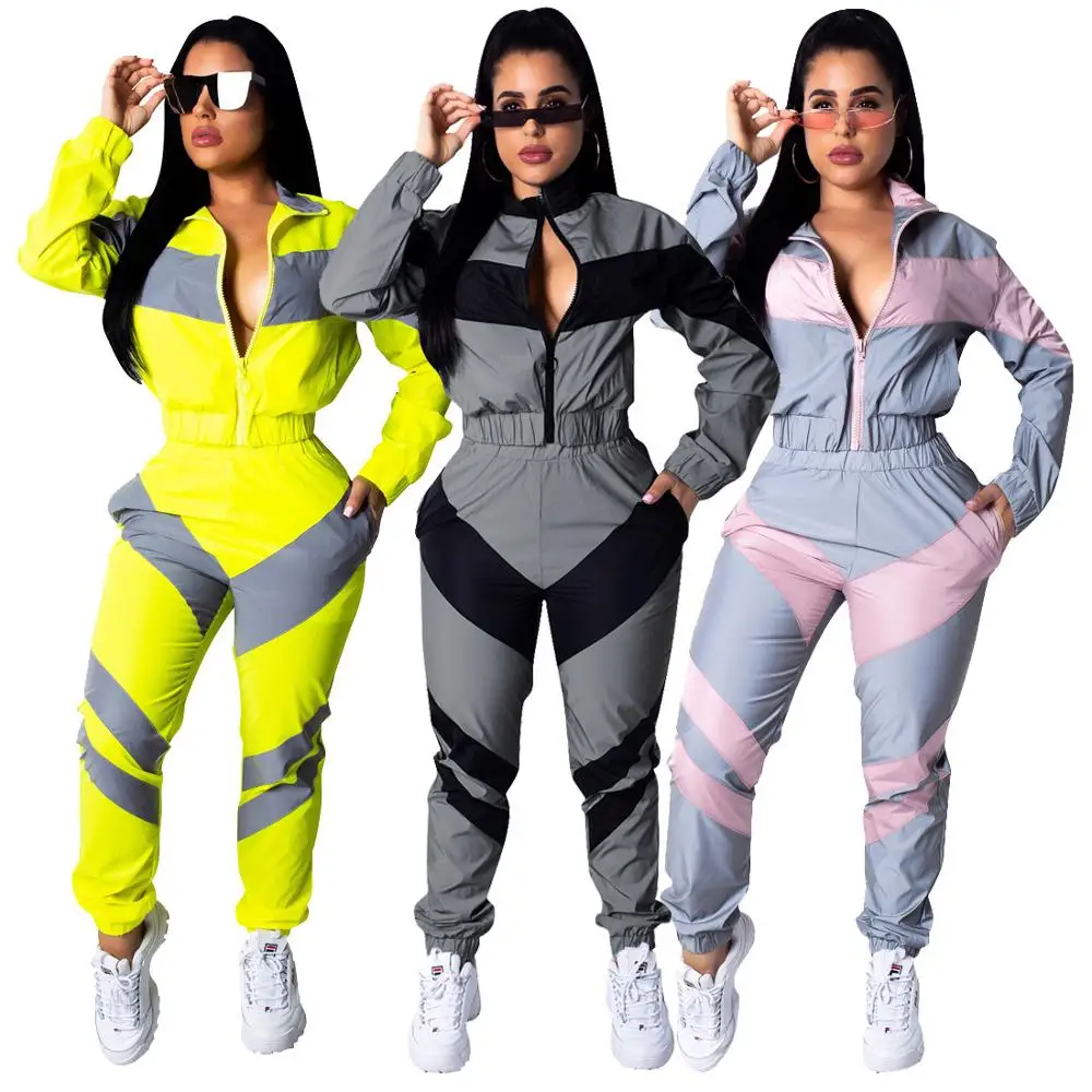 

2019 Two Piece Set Women Sportswear Patchwork 2 Piece Tracksuit Set Women Clothing