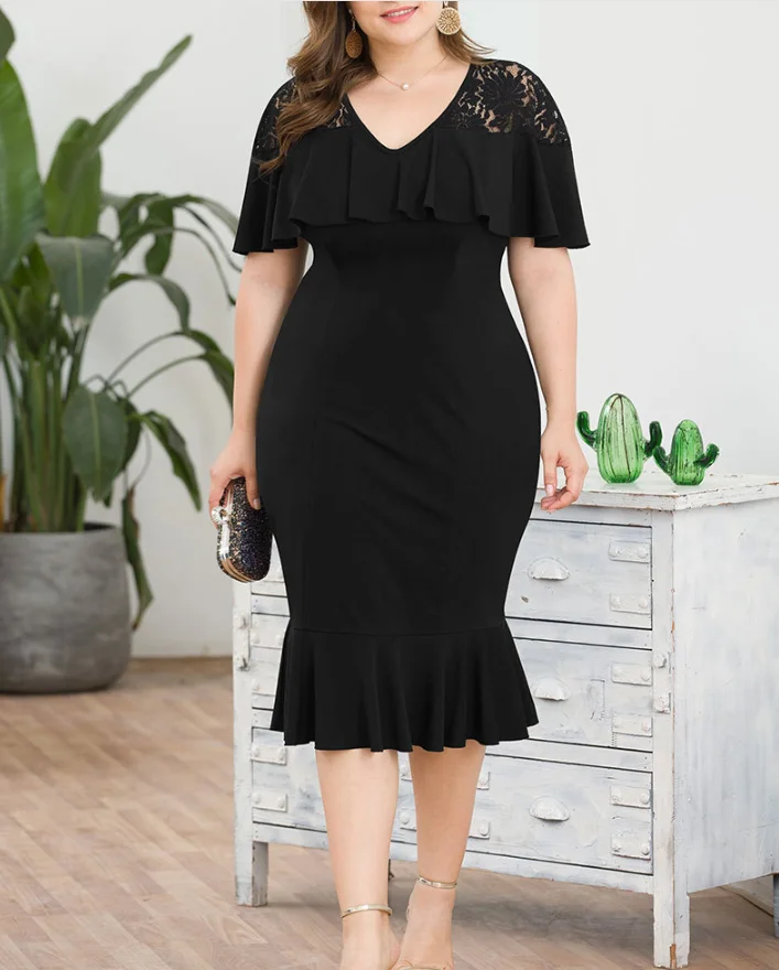 Party Dress ladies dresses Cut out lace 