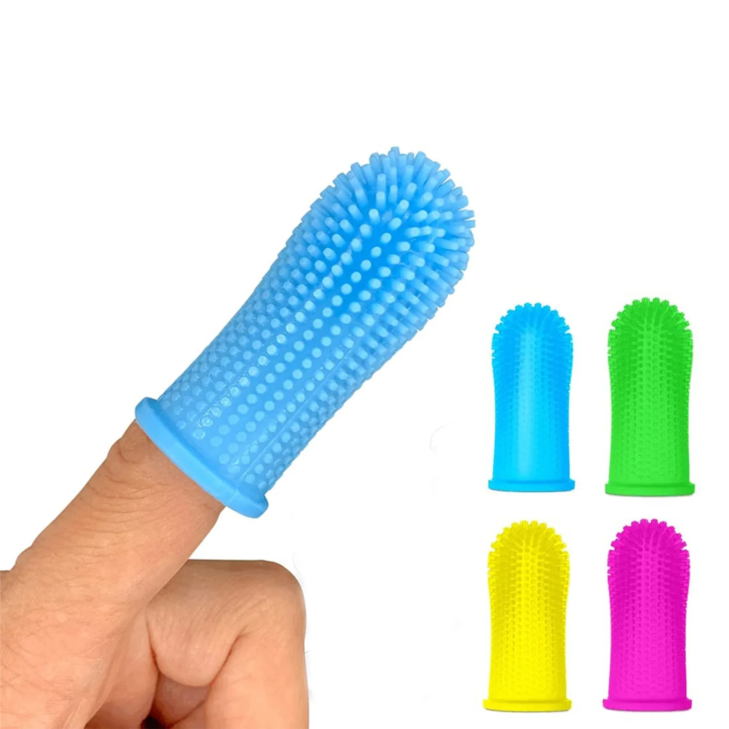 

Wholesale Selling Best Pet Finger Brush Easy Operate Pet Cats Teeth Finger Brush Cleaning Dog Toothbrush, Blue/ white/pink