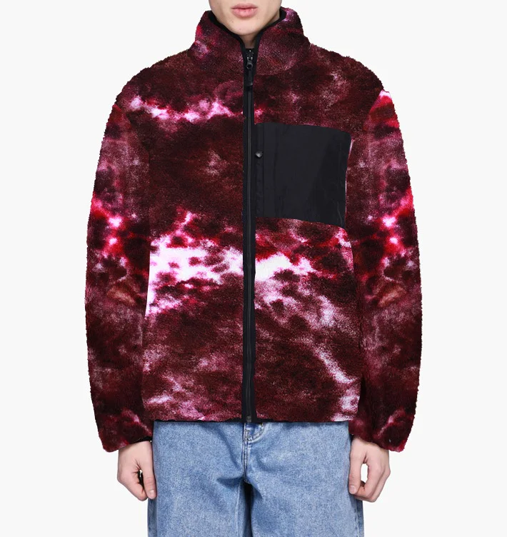 

2021 polar fleece jacket winter Tie Dye starry sky 100% polyester mens sherpa jacket, Customized color