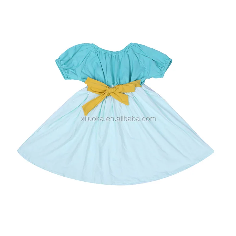 

High Quality Short Puff Sleeve Baby Girl Cotton Clothes Children Princess Dress, Picture