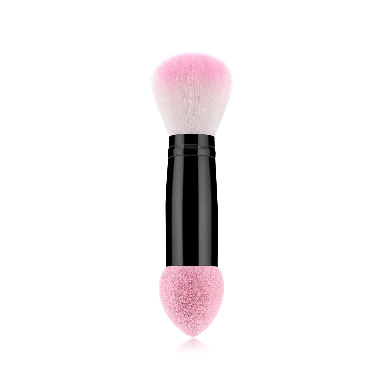 

Professional Blusher Brush 2 Heads Nylon Makeup Brushes Cosmetic Tools with Sponge Pink Color
