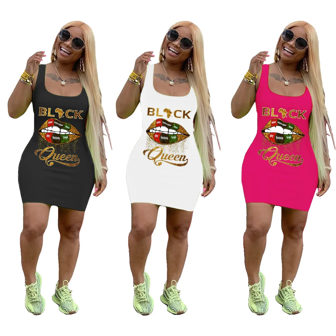 

2021 vestido Stylish Sexy Fashion Vintage Beach Plus Size Summer Girls Printed Womens Casual Mini Dresses, Red