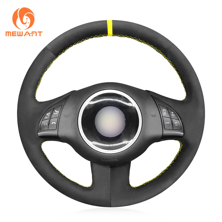 

Custom Hand Sewing Black Suede Steering Wheel Cover for Fiat 500 500c 2008 2009 2010 2011 2012