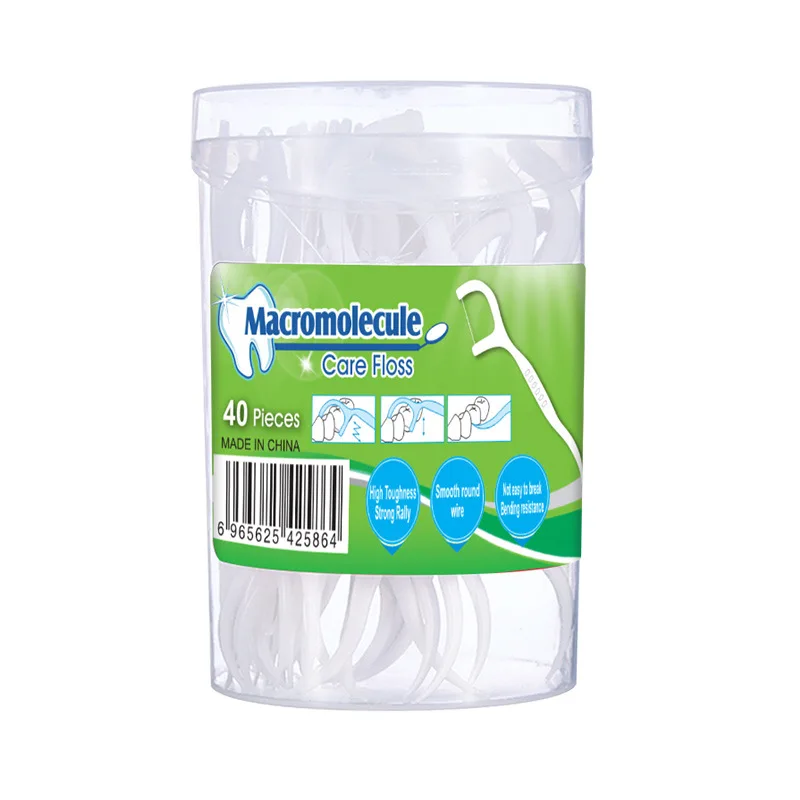 

Cylindrical packaging disposable dental floss, White