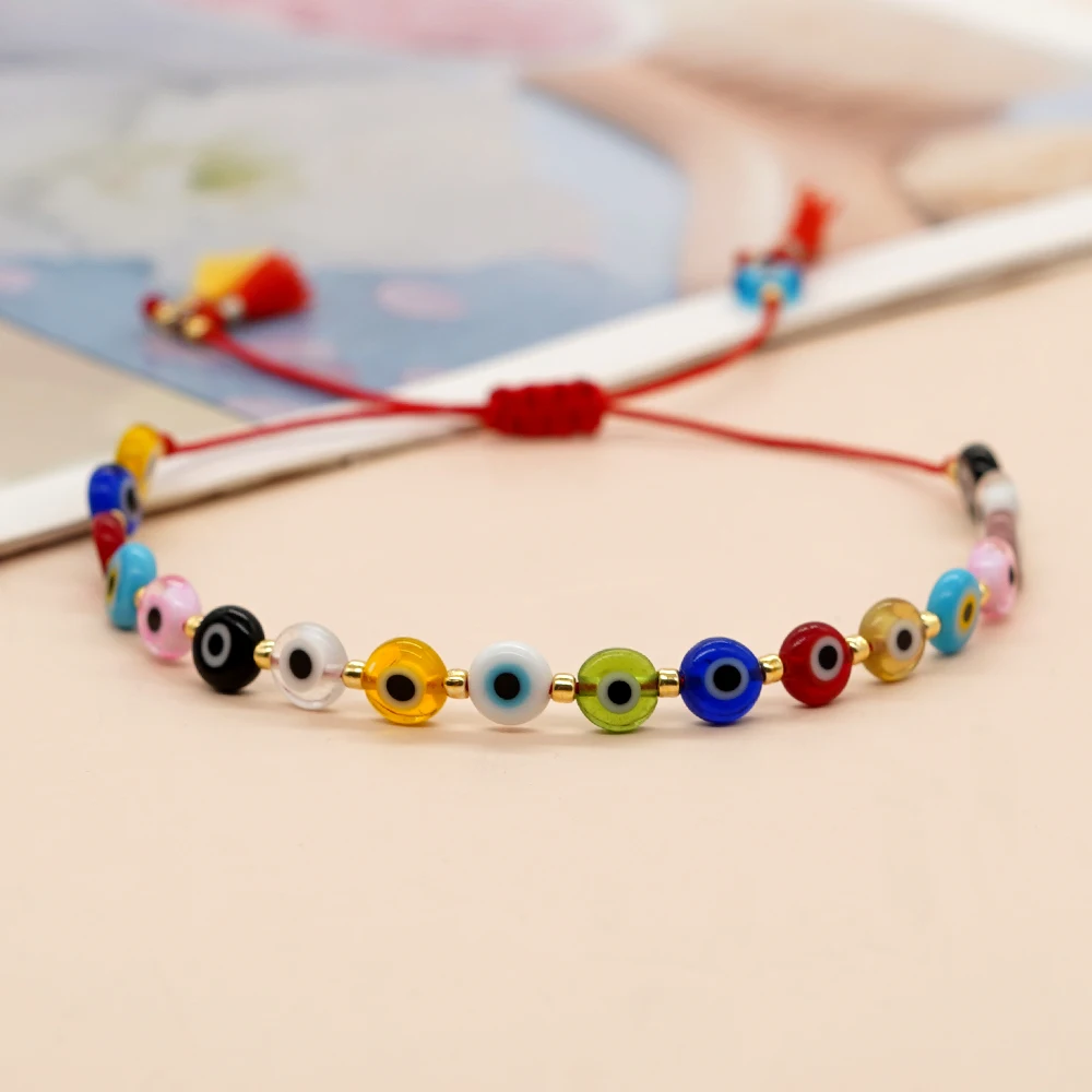 Go2boho ColorfulEvil Eye  Summer Glass Beaded Bracelet Women Pulsera Jewelry Fashion Tassel String Handmade Friendship Bracelets