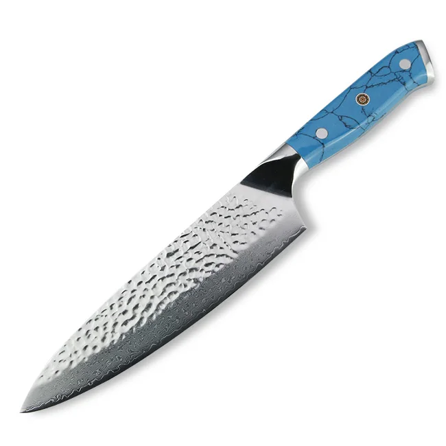 

67 layers damascus steel vg10 core Japanese Chef knife with Blue Turquoise Stone handle