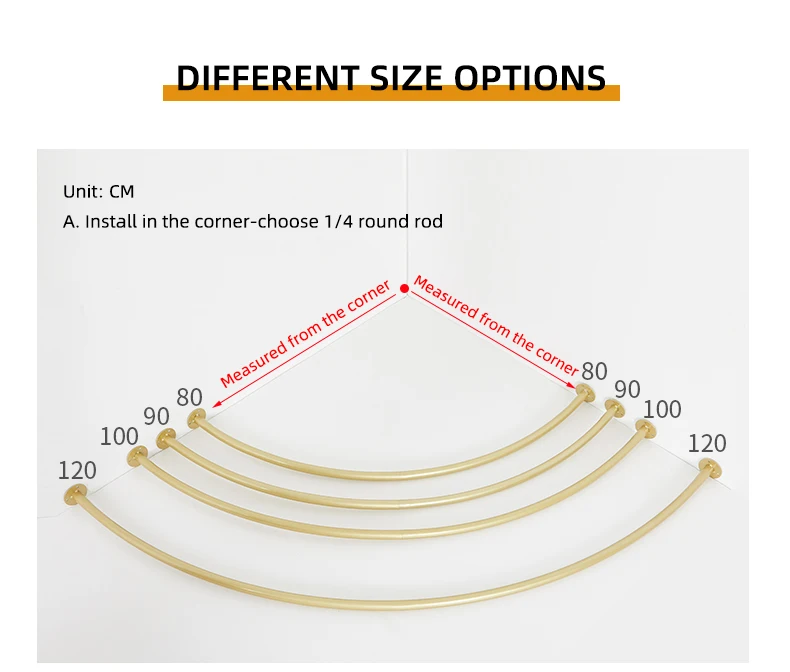 Wall Mounted Metal Curved Curtain Rod Display Rack Dressing Room