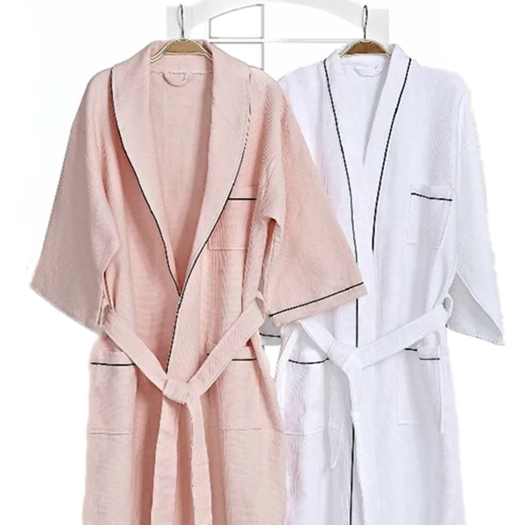 

Qulck dry Breathable plus size White Velour waffle bathrobes for hotel