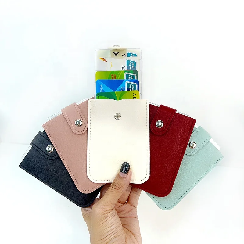 

Multi slot stackable credit pull-out business card holder slim wallet pop up leather minimalist ladies rfid card holders