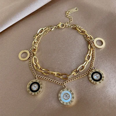 

Fashion hot Roman digital multi-layer Bracelet personalized lovers Bracelet high grade luxury titanium steel jewelry, Picture shows