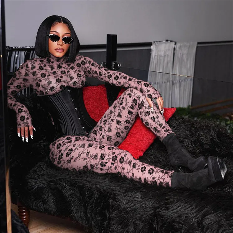 

Female Temperament Elegant And Beautiful Street Casual Tight-Fitting Sexy Breasts Printed Jumpsuit, Customized color
