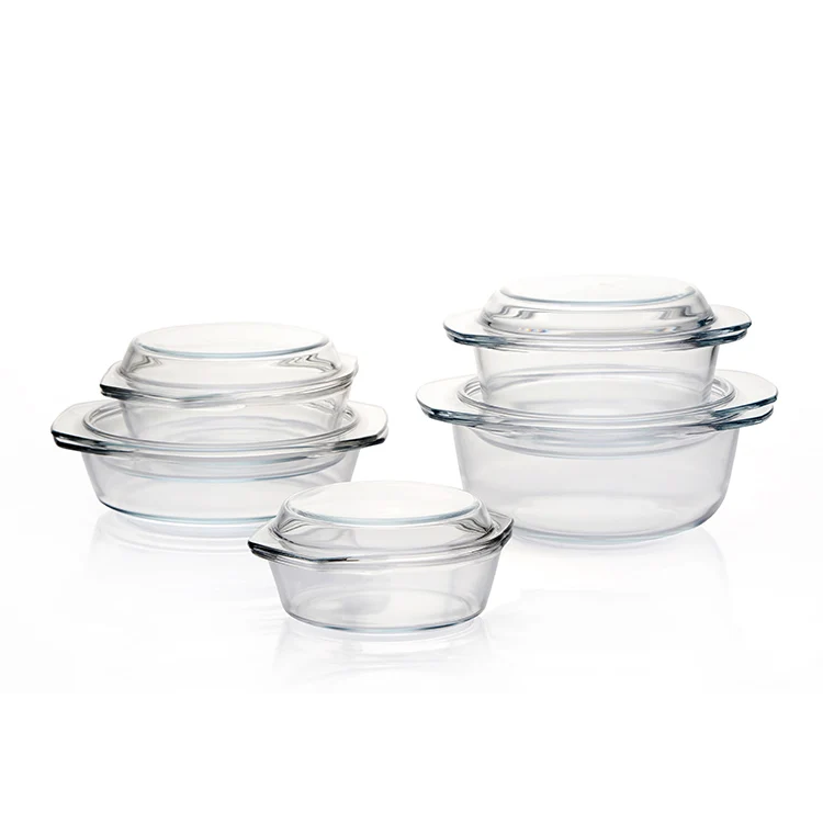 

wholesale borosilicate pyrex glass pot casserole microwave oven bowl with lid