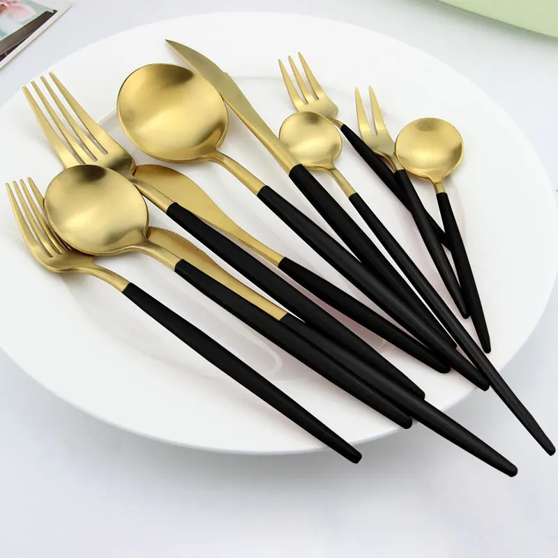 

Popular Fashion cutipoll gold cutlery set colorful handle factory outlet flatware cultery set