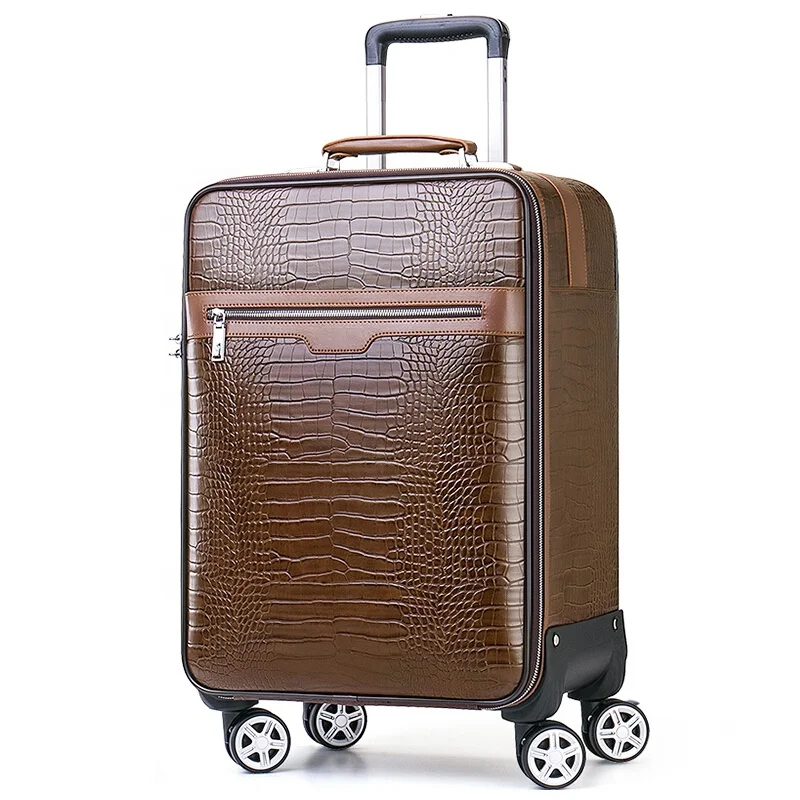 

20 24 28 inch trolley luggage pu leather suitcase travel trolley luggage bag, Black,blue, red, brown.customized