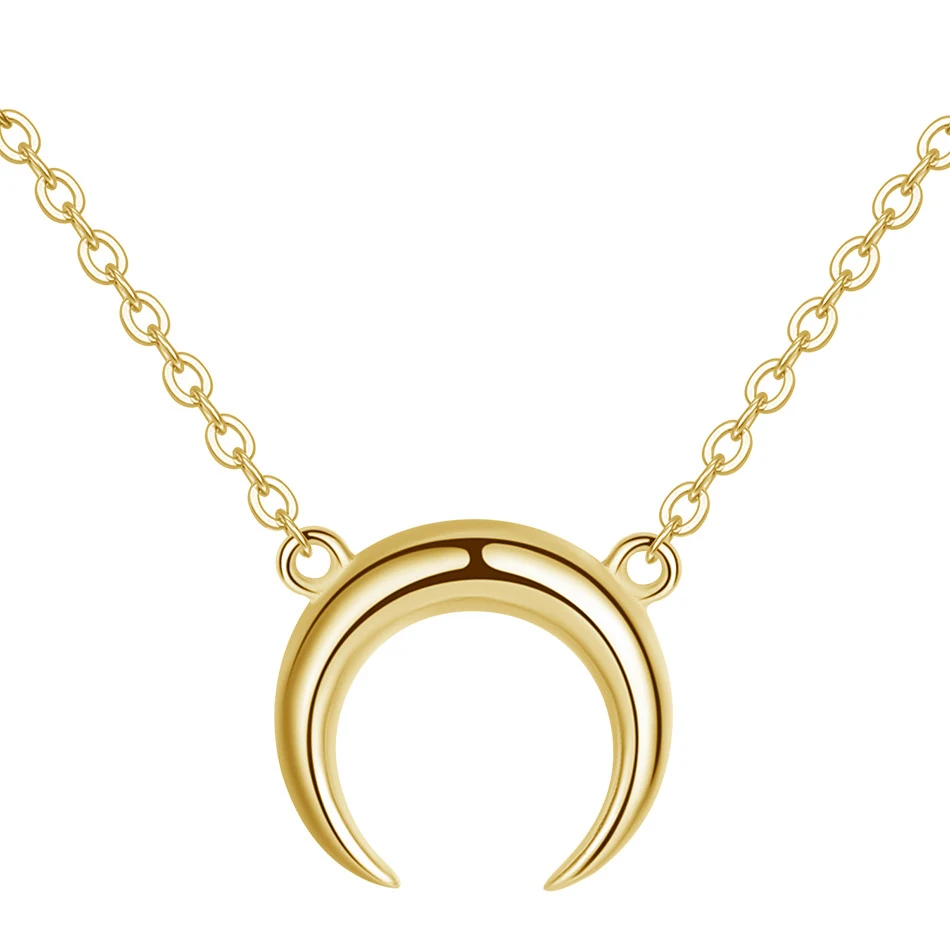 

925 Sterling Silver 18k Gold Plated OX Horn Pendant Necklace For Women