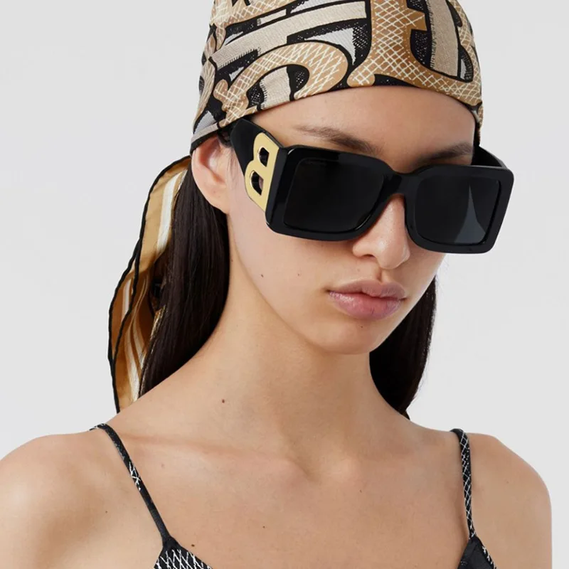 

Lmamba 2021 new Street Rock Roll Style retro square B sun glasses sunglasses shades