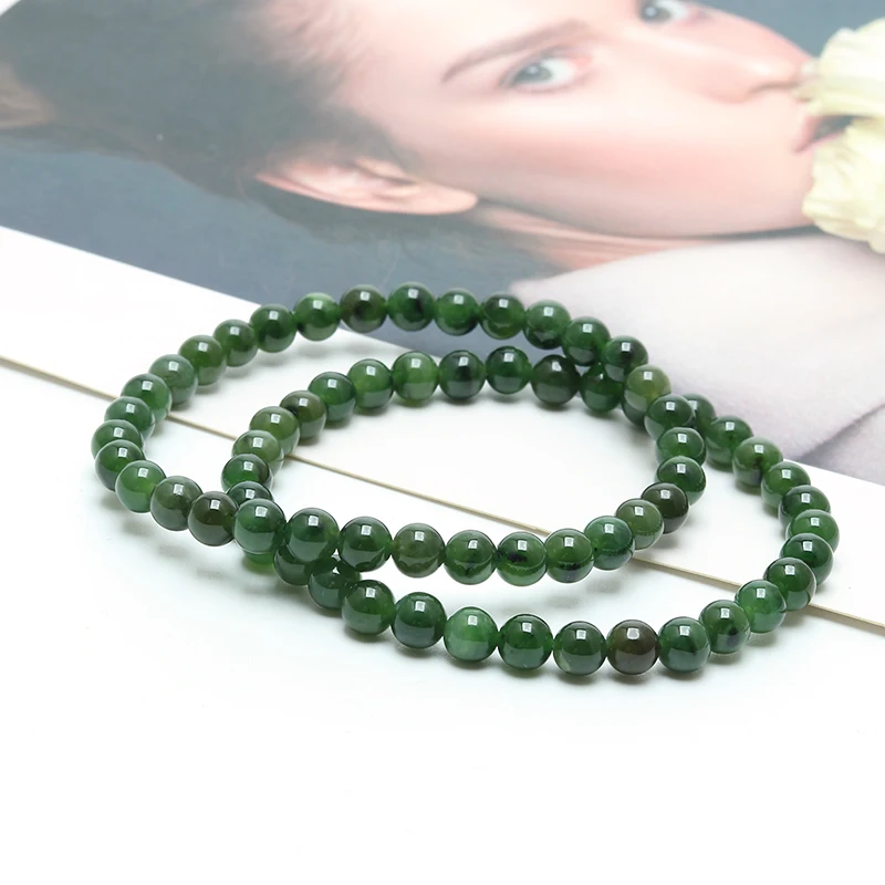 

High quality /8mm natural Russian jade bracelet jewelry making high quality healing bracelet, Green