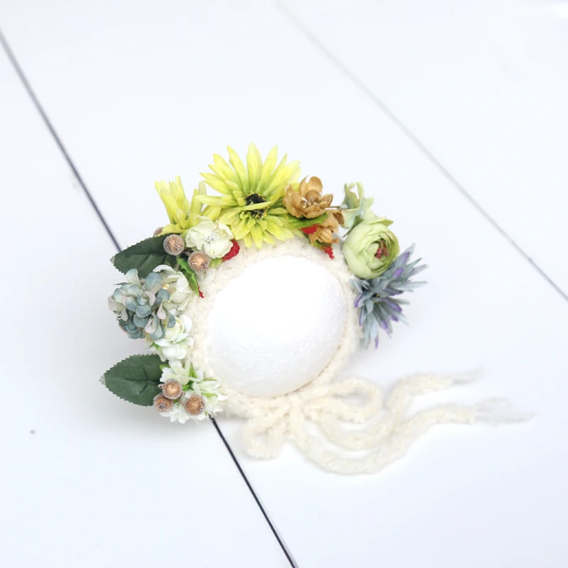 

Newborn Floral Bonnet baby Photography Props Floral Bonnet Baby Girl Flower Garden Hat Newborn photo props