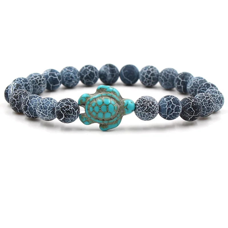 

Fashion Summer Sea Turtle Beads Bracelets Charm Colorful Natural Stone Elastin Strand Bracelets for Women Men Hand Chain Jewelry