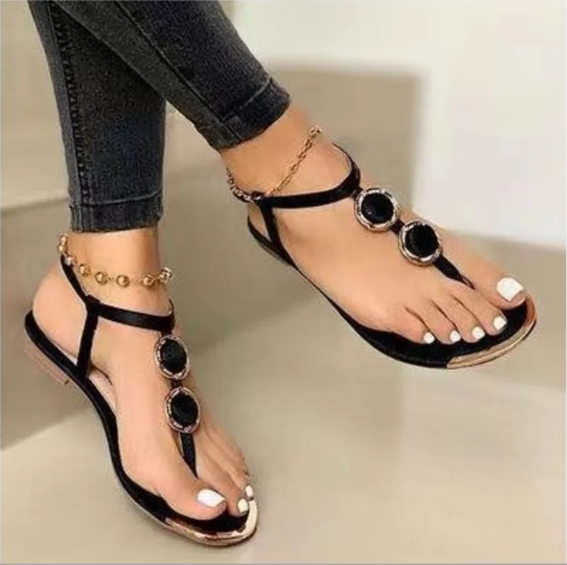 

Women's Summer Flat Shoes Sandals Trendy Flat Viscose Bling Sandals For Wom And Ladi Outdoor Women Beach Sandal Women And Ladies, As pictures