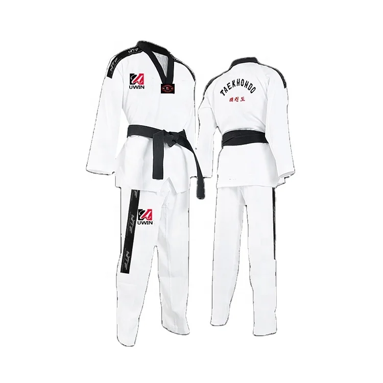 

Hot sale  Cotton polyester wtf custom polyester taekwondo uniforms, White