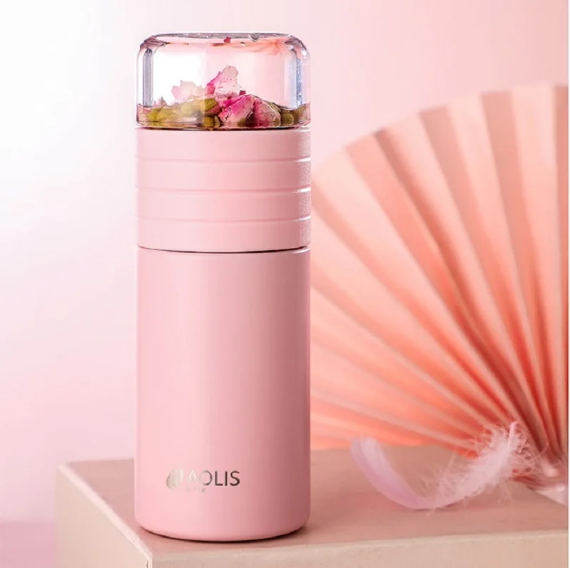 

Smart Portable Double Wall Stainless Steel Tea-Water Separation Vacuum Flasks with Separated Tea Infuser, Black,blue,green,pink,sky blue,white