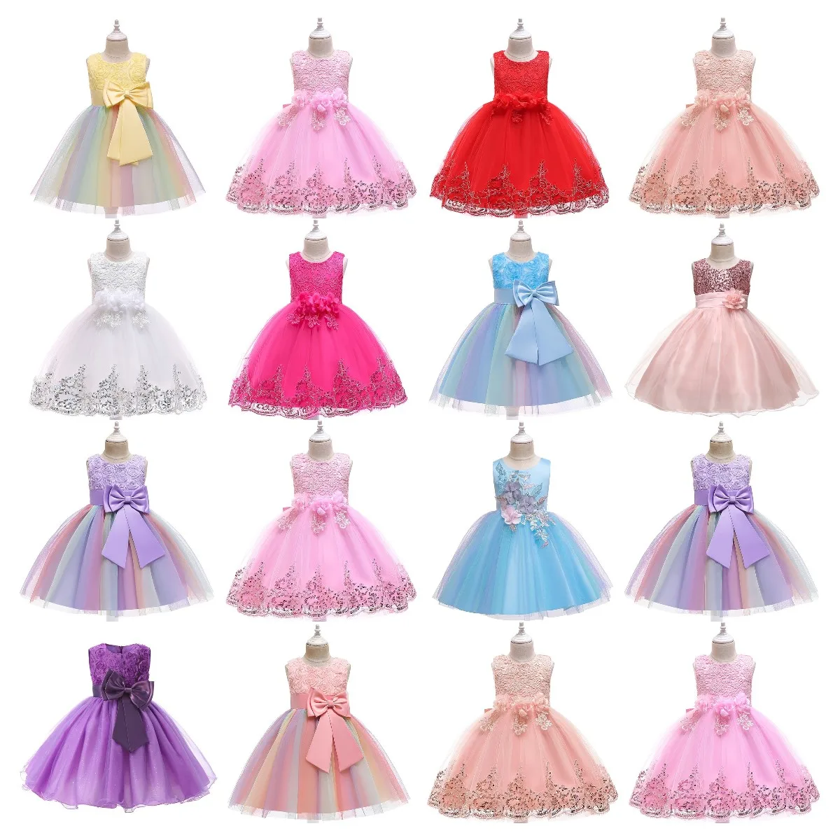 

Baby Wholesale Children Princess Party Embroidered Kids Lace Flower Girls Wear Dress