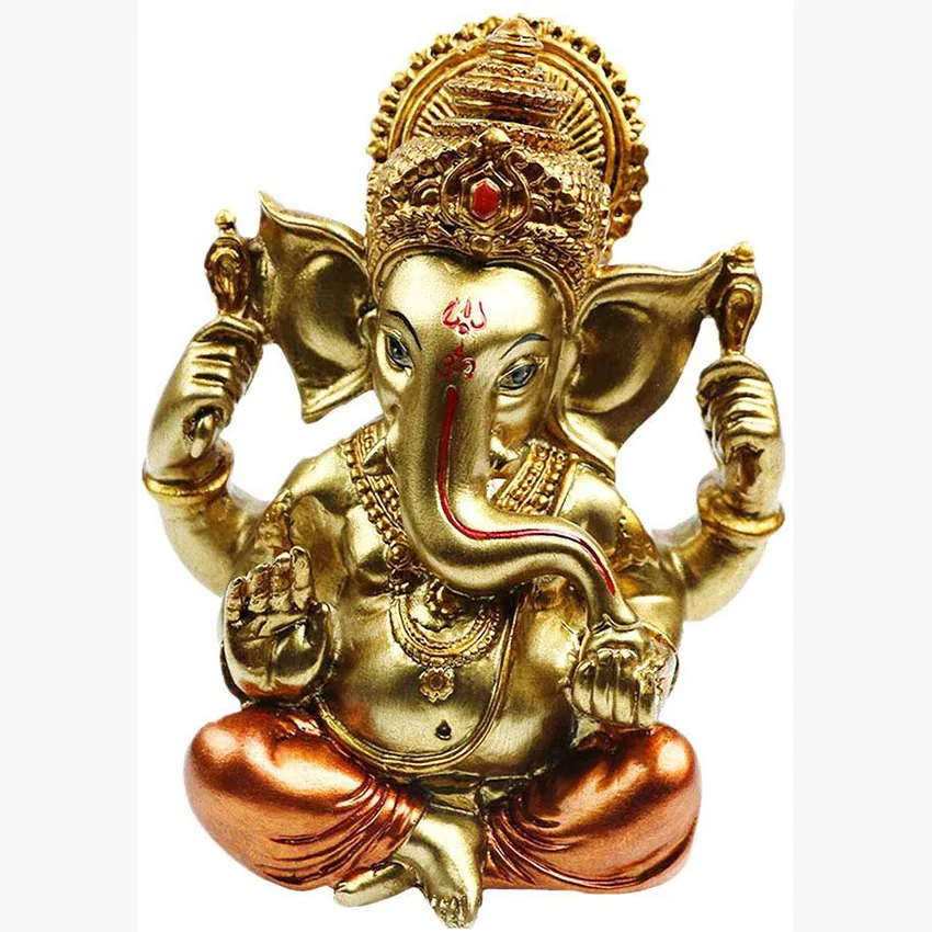 Resin Hindu God Statue Ganesh Figurine India Buddha Elephant Lord