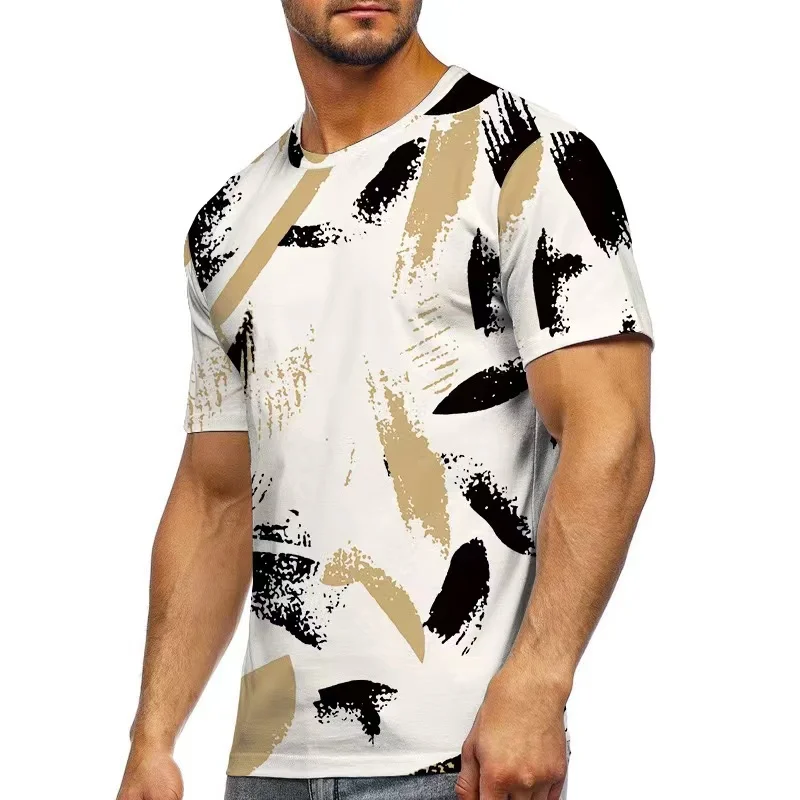 

J&H wholesale short sleeve men's t-shirts muscle fit all over print t shirt summer fashion shirts & tops casual wear, 18 color as picture
