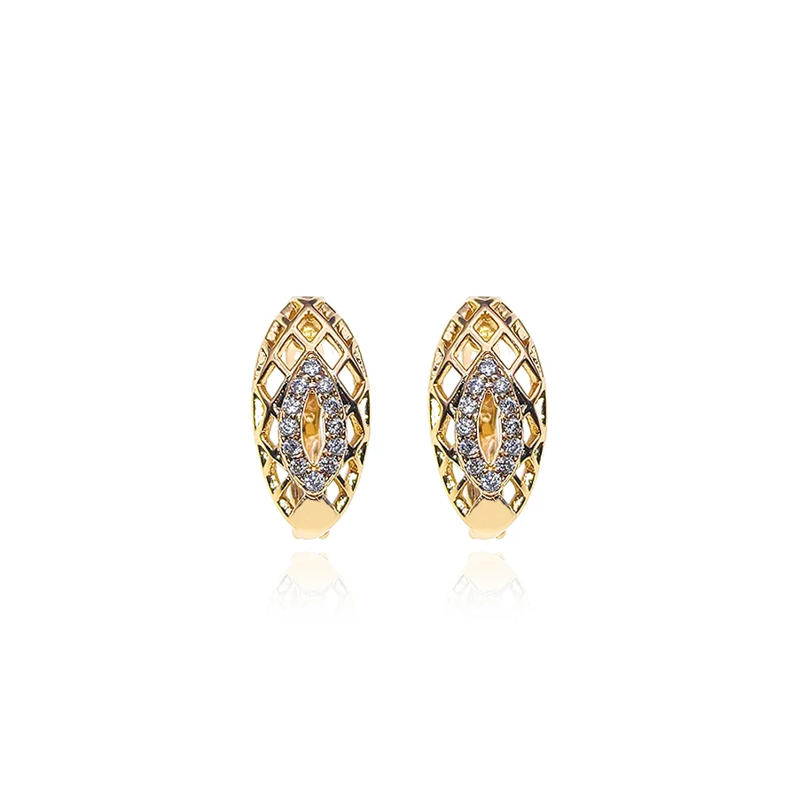 

H13-2 Xuping New Hollow square zircon gold plated earrings, White