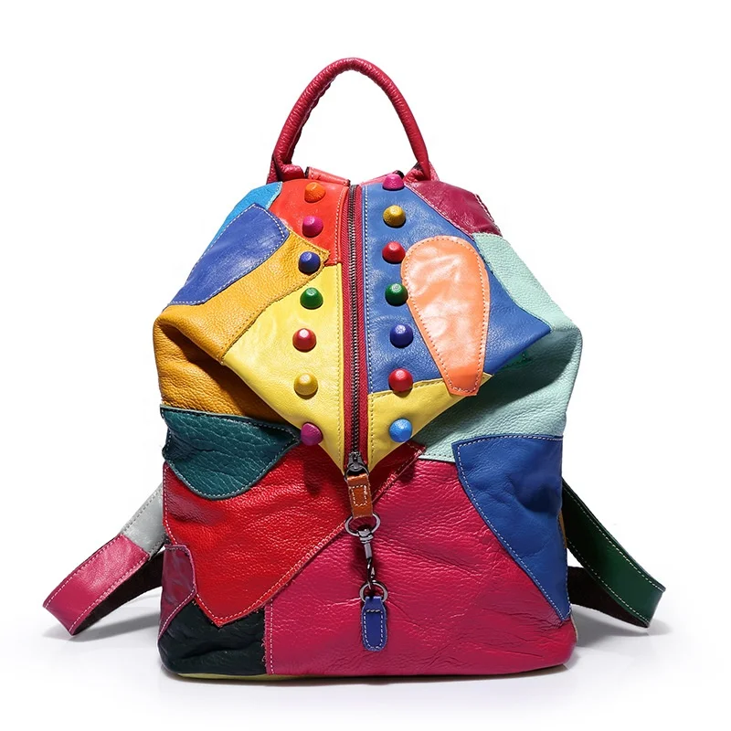 

Ladies Backpack Latest Bags Women Colorful Real Leather Backpack