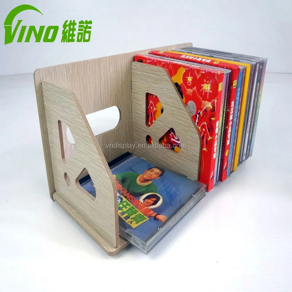 Counter Top Wooden Vinyl Disc Cd Rack For Retail
