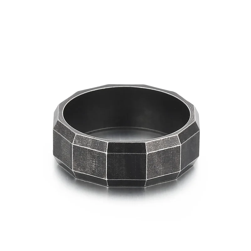 

KALEN Mens Punk Stainless Steel Black Plated Minimalist Jewelry Rings