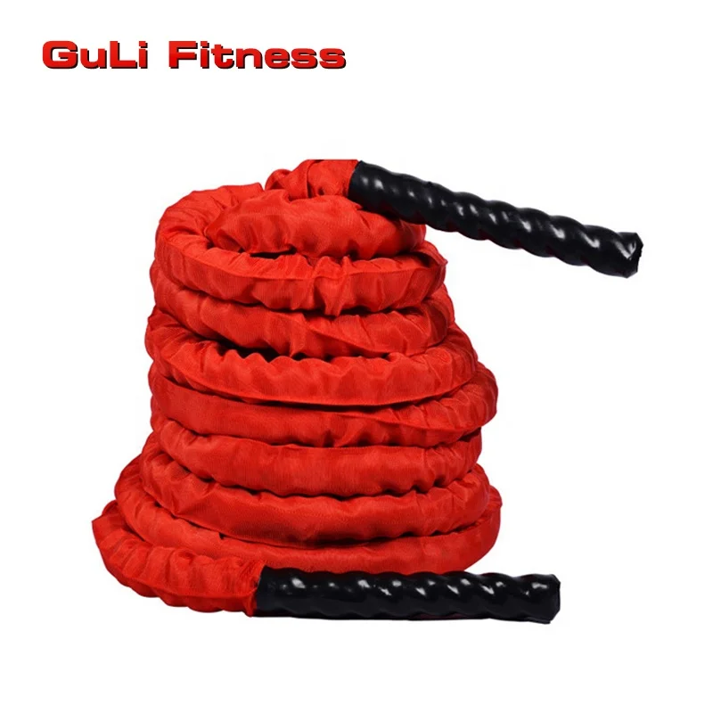

Guli Fitness Power Hemp Battle Rope With Nylon Cover 9m12m15m Dia 38mm 50mm Polyester Heavy Duty Fitness Workout Training Gym Ro, Black/red/grey or customized