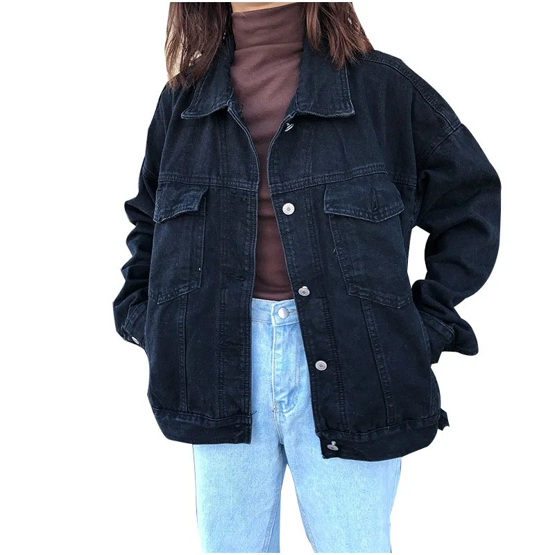 Dropship Low Price Giacche Donna Light Oversized Fashion Womens Black Denim Jacket