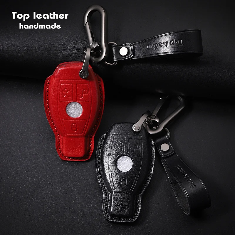 

2021 NEW High Quality Genuine Leather Smart Car Key Case Cover for Benz BC200/GLA180/glc/GLE35/S, 6 color available