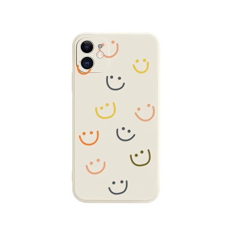 

Funda Para Celular for iPhone 12 11 X XR 7 8 Plus Soft Silicone Case Smiley Face Phone Case for iPhone 13 Pro Max, White color