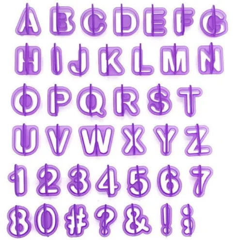 

40pcs Alphabet Number Letter Fondant Cake Decoration Set Cutter Mould Set, Purple